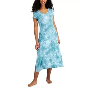 Alfani Printed Long T-Shirt Nightgown Green Smoke Cloud XS NWT